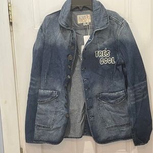 Sandrine Rose x Free People Tres Cool Indigo Blue Denim Jacket Women's Size Med